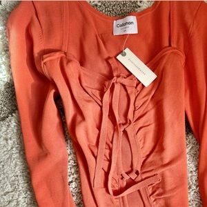 Callahan x Anthropologie Vibrant Orange Knit Tie Dress, XS NWT